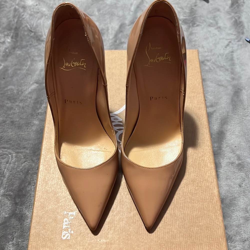 Christian Louboutin SO KATE 120 patent in color NUDE with 2 dustbags